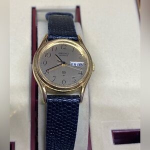 Seiko Gold and Blue Quartz Watch